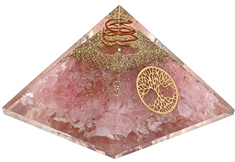 Amazing Gemstone Grande pyramide d'orgonite | Cristal de quartz rose | Arbre de vie pyramide d'orgonite | Pyramide d'orgue | Pyramide d'orgue | Guérison d'énergie positive