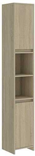 vidaXL Armoire de Salle de Bain, Meuble de Rangement avec Compartiment, Armoire de Toilette Maison Intérieur, Chêne Sonoma Bois d’Ingénierie