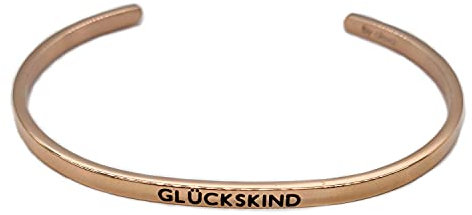Eleganter Armreif Rosegold mit Mantra und Spruch bis ca. 16 cm. Glückskind