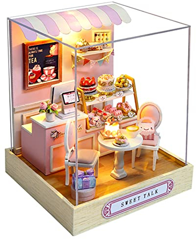 CUTEROOM DIY Miniatur Haus Puppenhaus Kit Puppenhaus Miniatur mit Möbeln Miniatur Haus Modell bausatz für Mädchen und Jungen Kinder