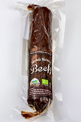 PALEO TO GO Beefy Salami [100% BIO] – High Protein Snack, Rindersalami Sticks – Luftgetrocknete Bio Wurst, Low Carb Eiweiß Snack – 3 Stück Salami Snack ohne Konservierungsstoffe