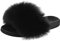 Nasogetch Pantofole Donna Peluche Ciabatte con Pelo Pelose Estive Sandali Pelliccia Ecologica 026 Nero 40/41EU