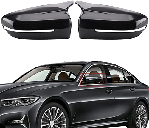 MOFANS Seitenspiegeal Spiegelabdeckung Spiegelkappen Fit für Kompatibel mit BMW 3er G20 G21 5er G30 G31 7er G11 G12 2019 2020 2021 2022 Außenspiegelkappen Schwarz glänzend