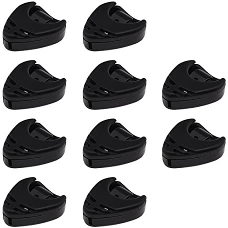 ECSiNG 10PCS Guitar Pick Holders Stick-on Plectrum Storage Cases Boxes with Adhesive Back and Spring Easy Pastement Guitar Accessories for Acoustic Guitar Bass Black Plastic