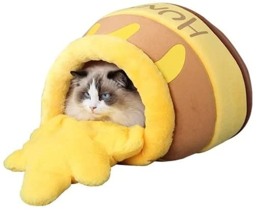 Linghe Nid De Chat en Forme De Pot De Miel en Forme De Canapé-Lit pour Chat Mignon Et Confortable La Maison pour Chat Peut être Inversée Lit Multifonctionnel Adapté Aux Petits Chats Et Chiens