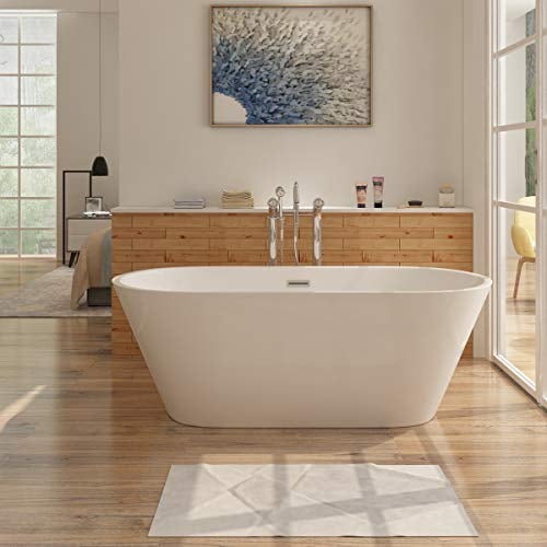 i-flair Freistehende Design Badewanne LUGANO - aus Acryl in 170x80 cm, Farbe Weiß