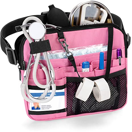 Damero Trousse d'urgence pour infirmière avec Poches pour équipement médical, Ceinture à Outils pour infirmière avec Porte-Ruban pour stéthoscopes, Rose