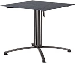 SIEGER Gastro-Tisch mit Säulenklapp-Gestell und Polytec® Platte, Gestell eisengrau, Platte Schiefer anthrazit