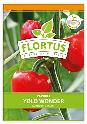 FLORTUS Paprika Yolo Wonder | Gemüsesamen | Paprikasamen | Samen zur Anzucht für Garten, Balkon, Küche & Fensterbank