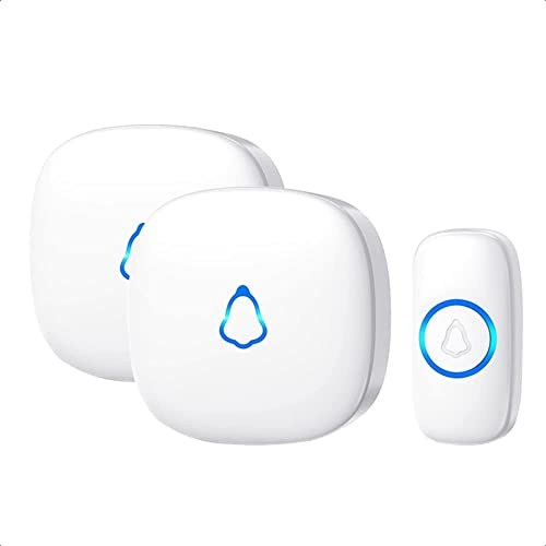 SECRUI Kabellose Türklingel, Plug in Wasserdicht Kabellose Türklingel mit Einer Reichweite von 1000m mit 58 Melodien, 5 Lautstärkestufen LED Licht Einfache Installation für Haus, Schule, Büro