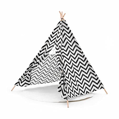 ROBINCOOL Tipi Kindertipi Montesori Koda, 120 x 120 x 150 cm, für Innen und Außen, geometrische Formen, Mehrfarbig, mit 3 m LED-Streifen und Teppich im Lieferumfang enthalten