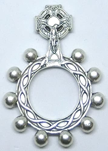 Generico 90.124.30 C1 Finger-Rosenkranz Dutzend Gebet keltisches Kreuz Silber