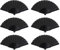 posionks 6 Pieces Oriental Cloth Fabric Fan Fabric Hand Fan for Wedding, Party Favor, Performance, Dance, Decorations, Festival, Gift (Black)