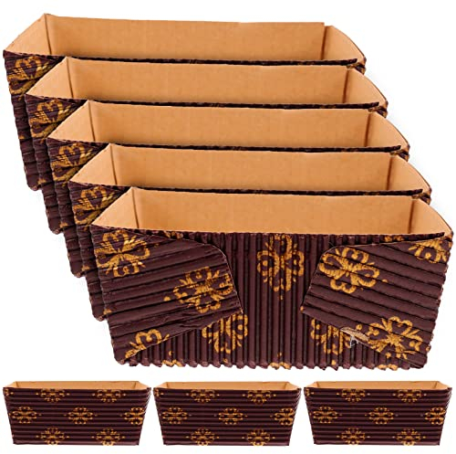 HEMOTON Backformen Einweg 25 Cm Brotlaibform Papier Einweg-Wellpappe Recycelbar Bäckerei Gebäck Rechteckformen Mit Blumendruck Zum Backen Mikrowelle Gefrierschrank Backofen 25 Kastenform Papier