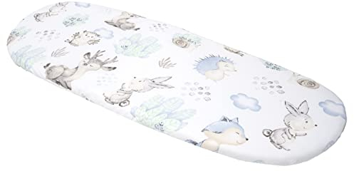 Medi Partners Baby Spannbettlaken Kinderwagen Laken 86x40 Bettlaken Stubenwagen - 100% Baumwolle Fitted Sheet für Beistellbett Babybett Bezug (Hirsch und Igel)