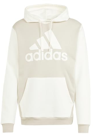 adidas Herren Essentials Fleece Big Logo Hoodie Kapuzensweat, Putty Grey/Off White, L