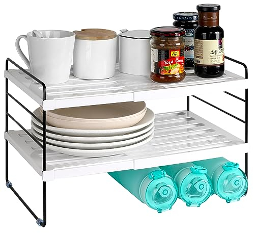 mepure Kitchen Cupboard Organiser, Expandable Kitchen Shelves, Height Adjustable Kitchen Counter Shelf insert, Cupboard Storage Organiser for Kitchen, Pantry, Bathroom, Office