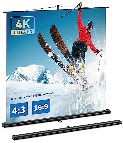 Proiettore su tela con supporto, tela di proiezione portatile, schermo proiettore 60 pollici 16:9, proiezione a distanza ultra corta, design compatto, ideale per home theater, film interni ed esterni.