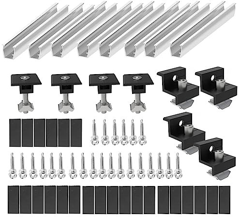 Kit de support pour panneau solaire, support pour panneau solaire, support de toit plat, kit de fixation de panneau solaire PV, rail de fixation 20 cm (8 x rail)