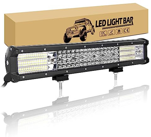 RIGIDON 45cm 17 pouces 450W Barre Lumineuse LED de Travail IP67 etanche 12V 24V Rampe Barre de Led 4x4, Barre d'éclairage led pour Offroad Véhicules Voiture Camions Tracteur,6000K feu antibrouillard