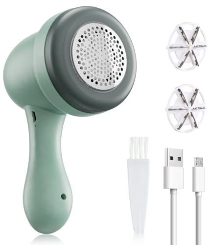 Fusselrasierer Elektrisch, Tragbarer Elektrischer Flusenentferner mit USB wiederaufladbar, Fusselentferner mit Austauschbare 6-Blatt-Klinge für Kleidung, Pullover, Möbel, Wolle, Teppich