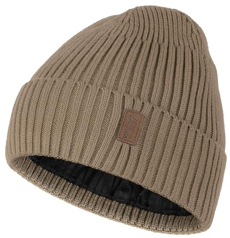 Wmcaps Mütze Herren Winter, Thermo Strickmützen für Herren, Warme Fleece Laufmütze Beanie Damen Herrenmütze Winter, Winddichte Wintermütze Männer Unisex-Mütze(Khaki)