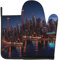 Cityscape Night Canada bedruckte Ofenhandschuhe und Topflappen, wasserdicht, hitzebeständig, mit Aufhängeschlaufe, 2 Stück
