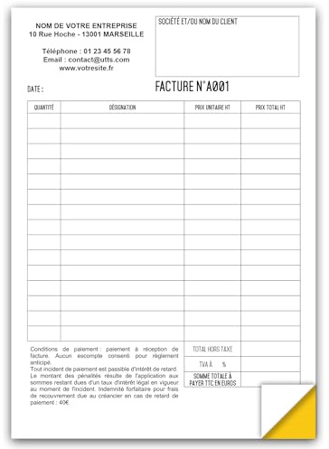 >Personalisierte< Rechnung selbstdurchschreibend mit farbigem Durchschlag, mit Netto- und Bruttobetrag, MwSt. uvm.n weiß/gelb, 50 Blatt - UTTSCHEID (Personalisierte, 20)