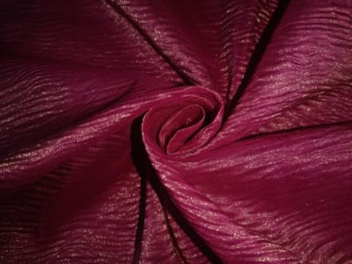 Metallic Tissue Organza Crinkled [Crushed] Deep Magenta Farbe 44 Breit [15472]