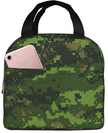 WURTON Lunchtasche mit digitalem Camouflage-Druck, wiederverwendbare Lunchbox, Arbeit, Bento, Kühltasche, Picknick-Boxen, Einkaufstasche