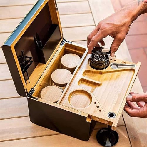 rolling tray bundle High end bamboo storage box, wooden storage box, luxury gift box, lockable detachable storage divider box, with movable tray
