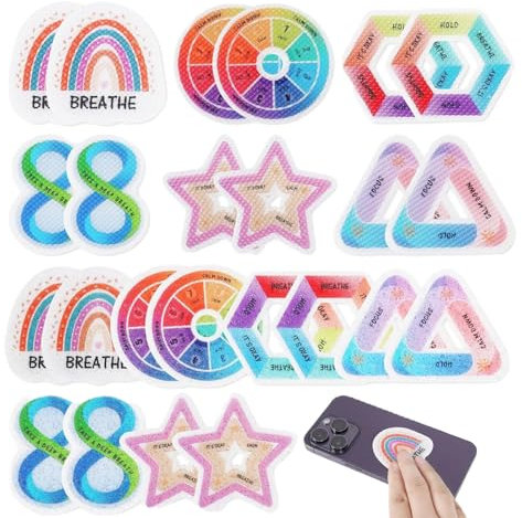CENMOO Beruhigende Aufkleber,Laptop-Aufkleber 24 Stück | Raue, strukturierte, Wasserabweisende, ästhetische Regenbogen-Sensoraufkleber zur Emotionsregulierung
