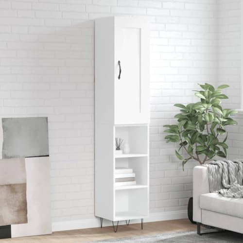 ShGaxin Aparador Alto Madera contrachapada Blanco 34,5x34x180 cm, Aparadores para Salon, Aparador Entrada Recibidor, Aparador Cocina, Vitrinas para Salon, Muebles Auxiliares 3200353