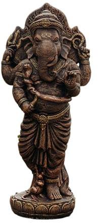 gartendekoparadies.de Statue des Göttlichen Ganesha, Steinfigur, H. 99 cm, 74 kg, Frostsicher aus Steinguss für Außenbereich, Gold