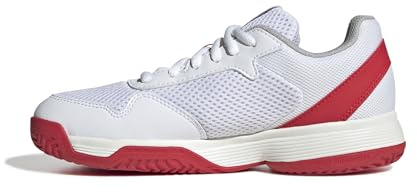 adidas Unisex Kinder Courtflash Kids Tennis Shoes Tennisschuhe, Cloud White/Core Black/Lucid Red