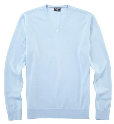 OLYMP Jersey para hombre con cuello en V, informal, de punto, jersey simple, corte regular, Azul Claro 10, S