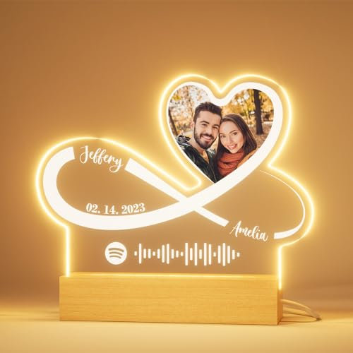 witfox Placa Spotify Personalizada - con Foto y LED, San Valentin Regalos Originales para Hombre y Mujer, Aniversarios Lampara con Nombre y Fecha Personalizados (ZS10111-loveinfini-NO3-ESYMR)