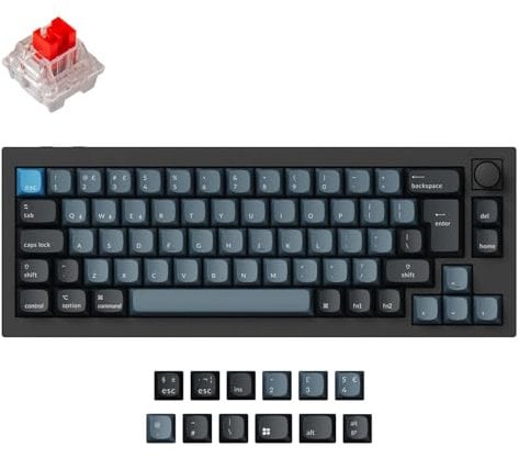Keychron Q2 Pro Custom Mechanical Keyboard ISO UK Layout, Full Metal QMK Wireless Bluetooth Gaming Keyboard with Programmable Knob, RGB Backlits Hot-Swappable Red Switches for Mac Windows Linux