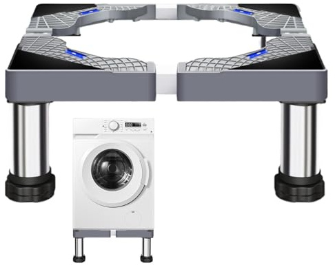 Wäscheständer für Waschmaschine, Sockel aus Edelstahl, für Waschmaschine und Trockner mit 4 starken Füßen, robuste Waschmaschinen-Erhöhung