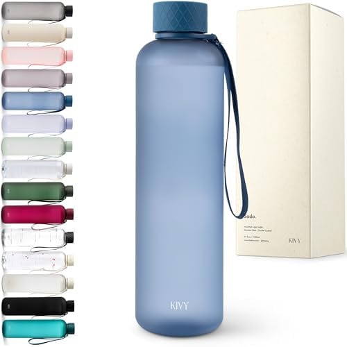 KIVY Trinkflasche 1l - Kohlensäure geeignet & Auslaufsicher - Für Sport, Schule & Büro - Sport Trinkflasche Gym - Wasserflasche Sprudel geeignet - Sportflasche 1 Liter - Spülmaschinenfest