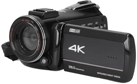 Caméscope Vidéo 4K, écran Tactile 3 Pouces, Caméra 28 MP avec Rotation à 270 Degrés, Zoom 30X, Enregistreur Numérique, Caméscope à Vision Nocturne