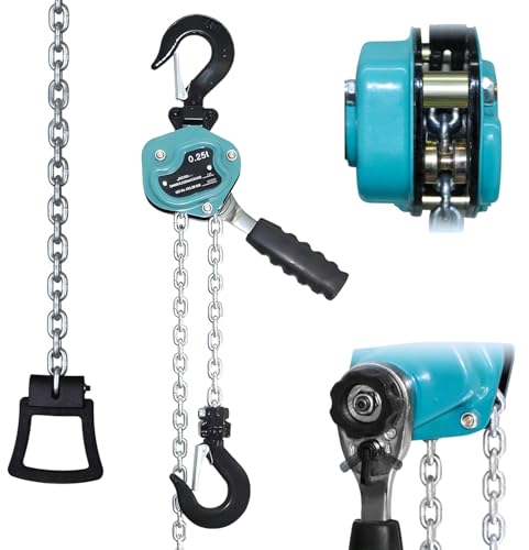 Palan à chaîne de 250 kg - Hauteur de levage : 1,5 m - Treuil manuel