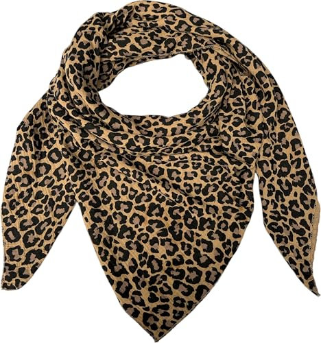 stylx XXL Tuch 23 Farben Farbwahl Halstuch Musselintuch Musselin Damen Damenhalstuch Dreieckstuch Schal Herren Männer Frauen Herrenhalstuch Dreieckig leicht (einlagig) (Leo camel)