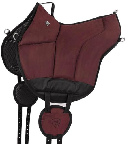 Equinate Reitpad Toledo aus Mikrofaser Weinrot - Bareback Pad mit pflegeleichter Neopren Unterseite - Reitkissen Baumloser Sattel