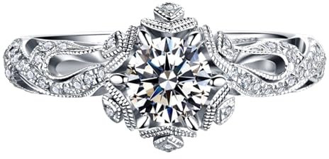 Tolldek 750 Weißgold Ring, Schneeflocke Hochzeitsring mit Lab Created Diamant 0.5ct, Trauringe 18K Freundschaftsringe Echt Goldschmuck, Gr.57 (18.1)