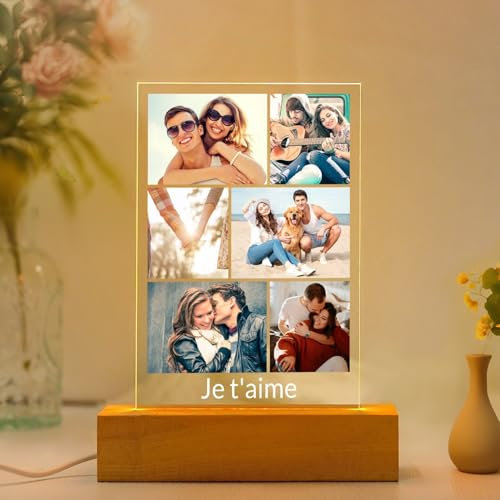 Kasofong Cadeau Femme Personnalisé, Cadre Personnalisé Photo, Cadre Photo Personnalisé, Cadre Lumineux Personnalisable, Cadeau Anniversaire Femme