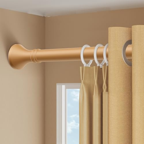 Gardinenstange Ohne Bohren Lang Gardinenstange Extra 40-500cm Länge Duschstange Edelstahl Klemmstange Ausziehbar für Badezimmer, Schrank, Schlafzimmer und Balkon(Gelb,310-400cm)