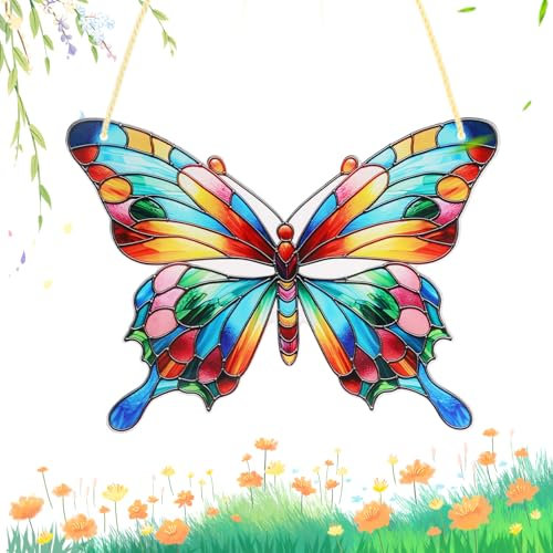 Sonnenfänger, Sonnenfänger Fenster Fensterdekoration Acryl Gebeizter Kolibri-Sonnenfänger für Fenster, Terrasse, Wand, Haus, Büros und Garten (Schmetterling)