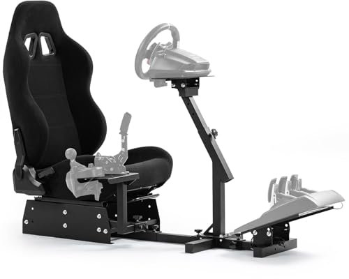 Anman Rennspiel Ständer mit Schwarz Sitz Passend für Logitech/Thrustmaster/Fanatec G29 G920 T248 CSL Rennsimulator Cockpit ohne Lenkrad/Pedal/Schalthebel