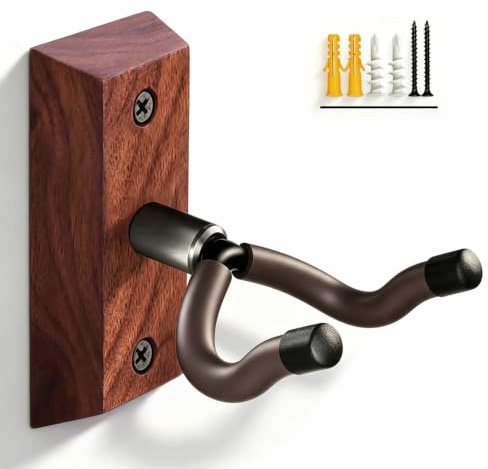 Gitarre Wandhalterung, Schwarz Walnuss Holz Gitarrenanhänger, U-förmige Gitarre Wandaufhänger Mount, Gitarrenhalter Haken Ständer Wandmontage Gitarrenzubehör für Akustik, E-Gitarre, Banjo, Bass
